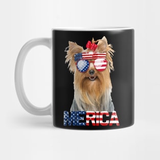 Merica Yorkie Dog American Flag 4Th Of July Mug